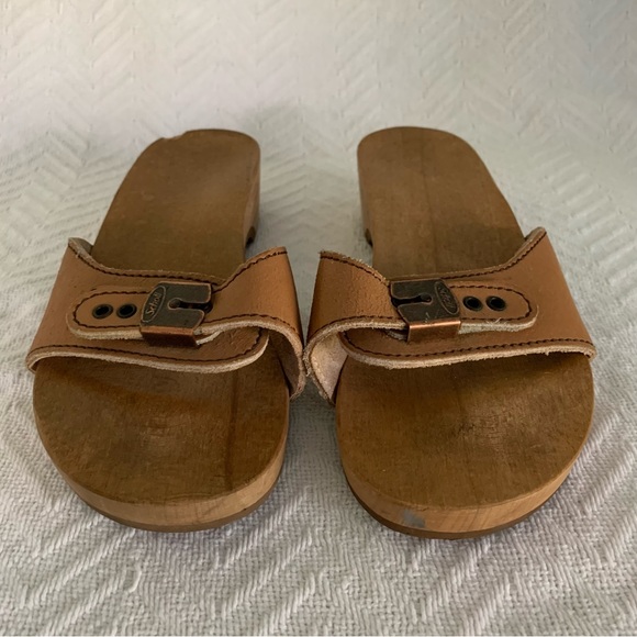Women’s 7 Vintage 70’s Dr. Scholls Natural Wheat Wooden Exercise Sandals AUSTRIA - Picture 3 of 16